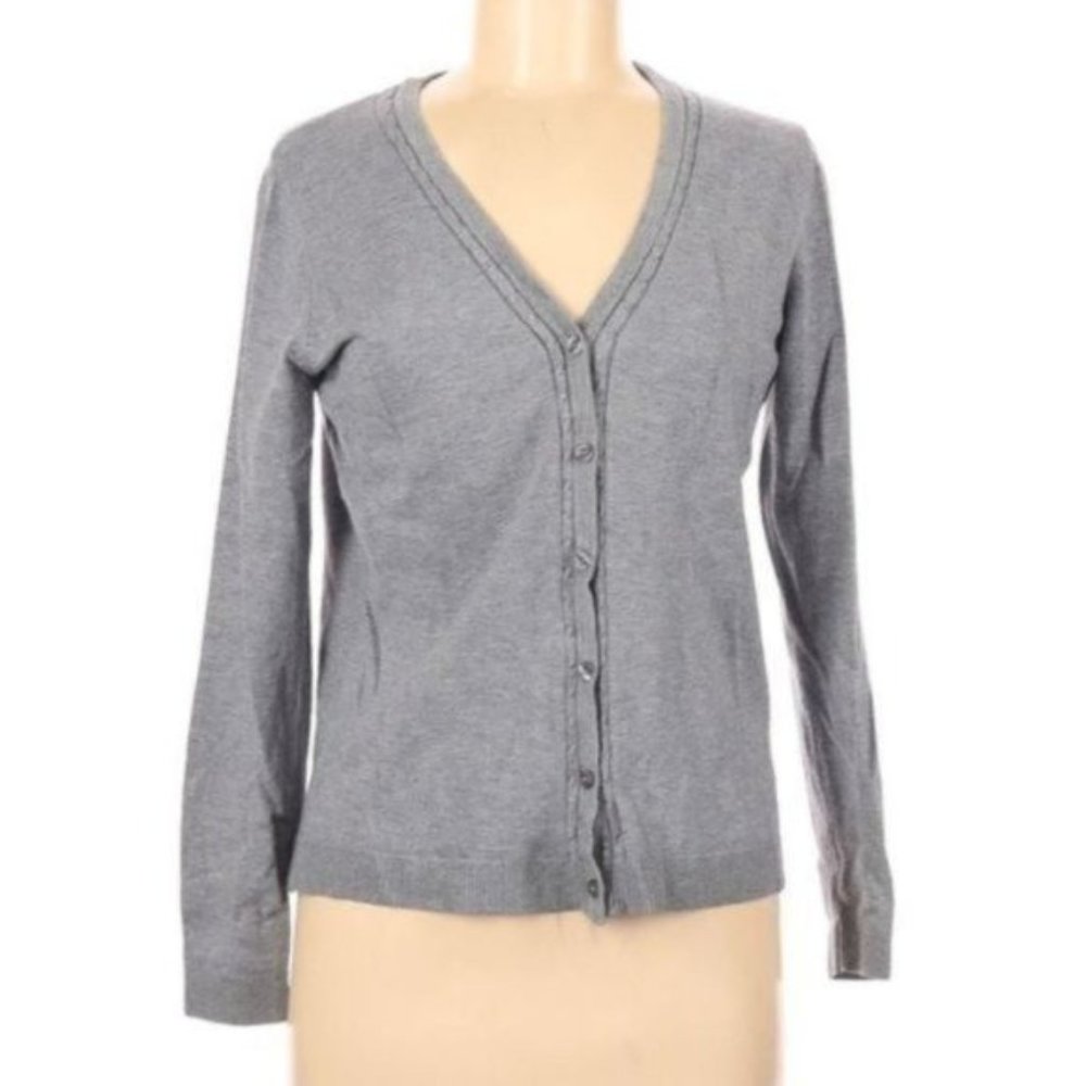 George‎ Cardigan Gray V-Neck Buttons M 8 10